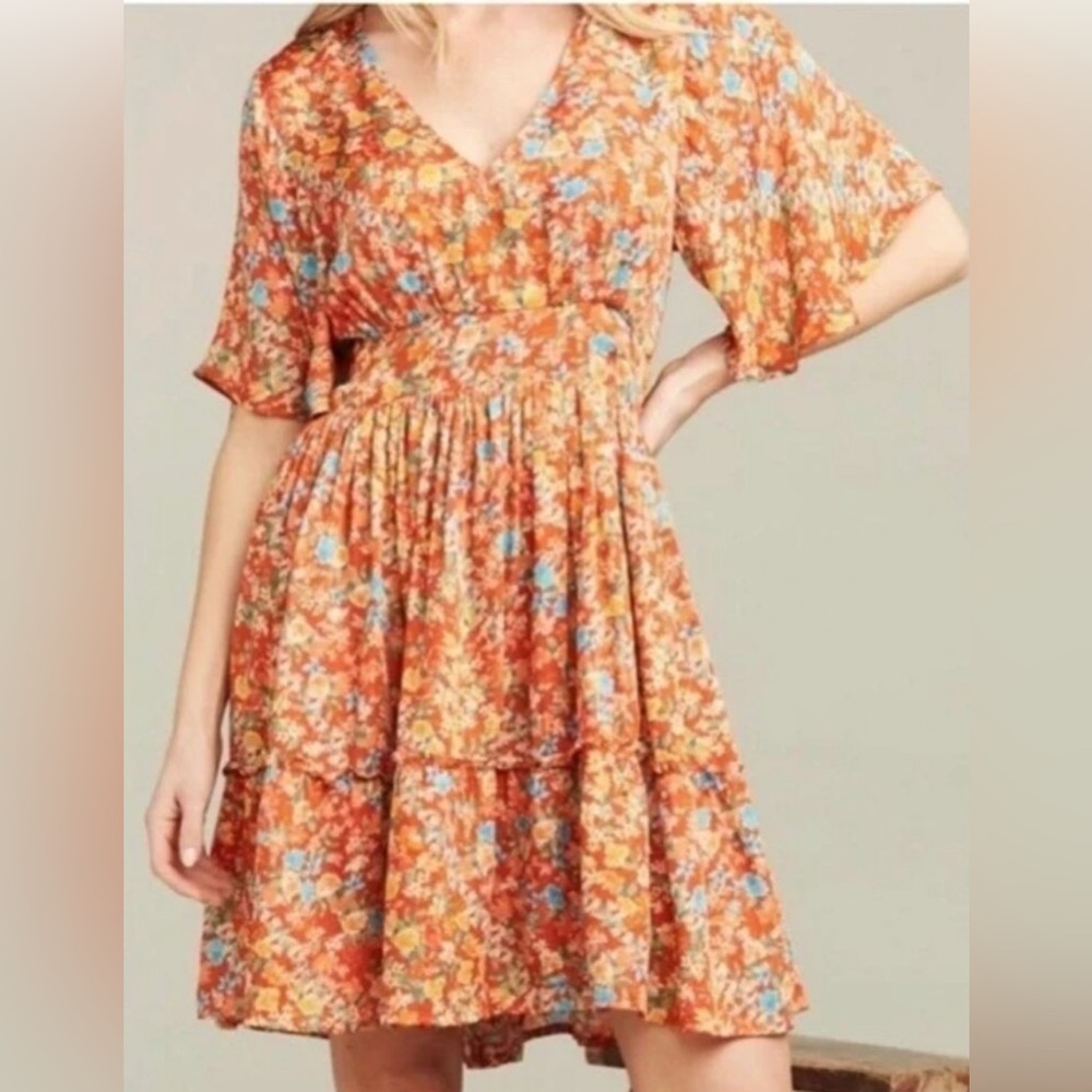 Roller Rabbit Vado Cecilia Dress Fit and Flare Orange Floral Small